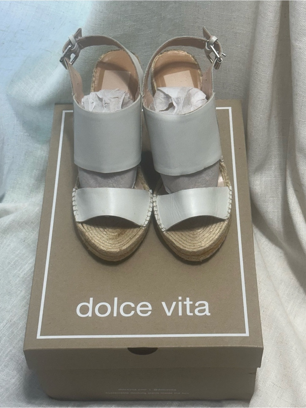 DV By Dolce Vita “Shady” Women's White Espadrille Wedge Sandals